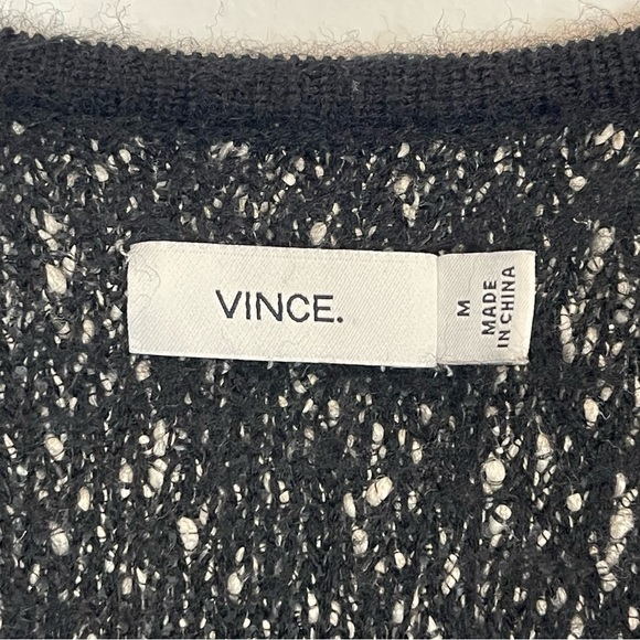 Vince Textured Drape Front Jacket cardigan M Black Gray Long Sleeve wool blend - Picture 3 of 9